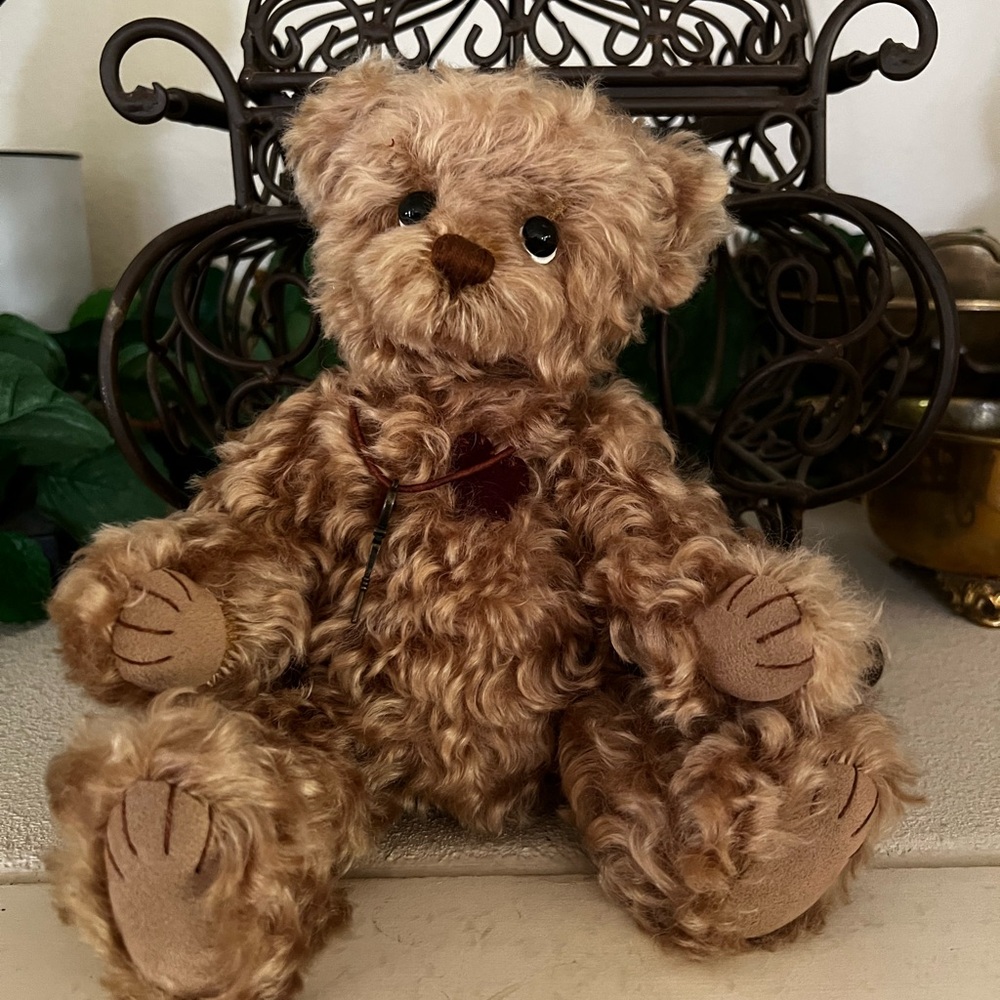 Handmade Mohair and Vintage Fur Jointed Teddy Bear by Teddy Dens Bears